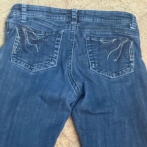 Lee Slender Secret low rise jeans dark denim y2k embellished pockets rhinestones